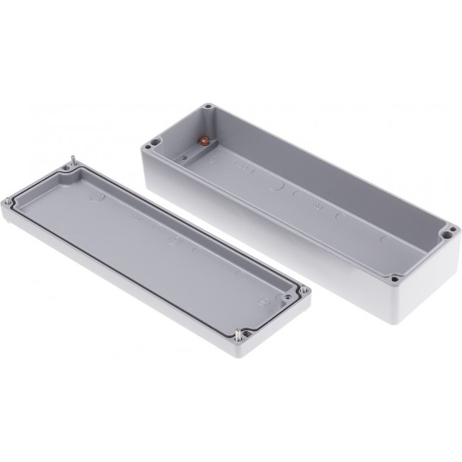 Grey Die Cast Aluminium Enclosure, IP66, Grey Lid, 250 x 80 x 57mm