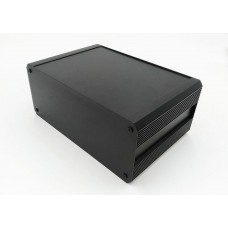 Black Extruded Aluminium Heat Sink Case, IP40, Black Lid, 400 x 300 x 175mm