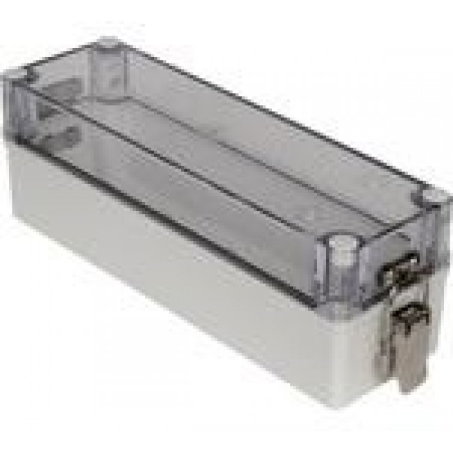 PTH-22780-LC, Electrical Enclosures PC+10% Fiberglass Box, Self-Locking Latch and Clear Cover (9.8 X 3.2 X 3.4 In)