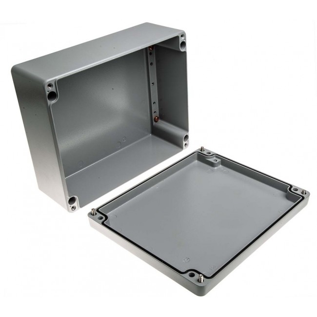 Grey Die Cast Aluminium Enclosure, IP66, Grey Lid, 280 x 230 x 110mm