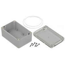 Light Grey Polycarbonate Enclosure, IP65, Transparent Lid, 120 x 80 x 60.2mm