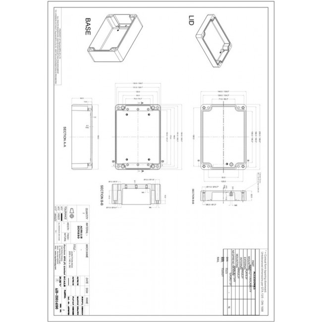 Grey Aluminium Enclosure, IP66, IK09, Grey Lid, 200 x 140 x 90mm