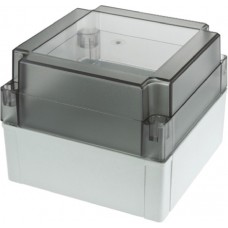 PC 125/100 HT ENCLOSURE, MNX Series Grey Polycarbonate Enclosure, IP66, IP67, Smoked Transparent Lid, 130.1 x 130.1 x 100mm