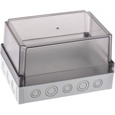 PCM 200/150 T ENCLOSURE, Grey Polycarbonate Enclosure, IP66, IP67, Clear Lid, 255 x 180 x 150mm