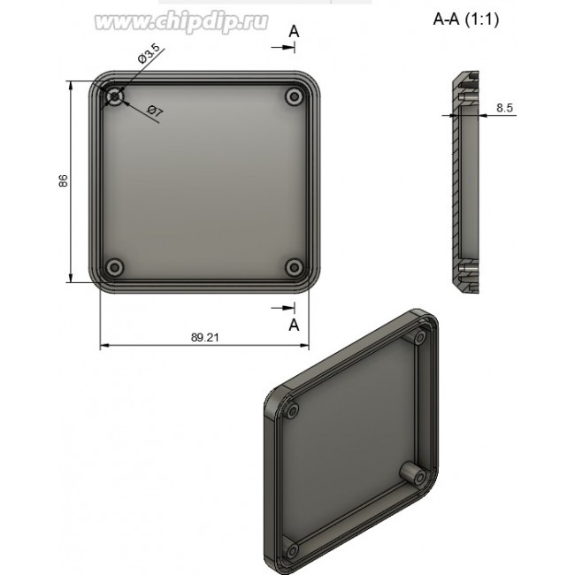 Корпус для РЭА 98x94x31 белый