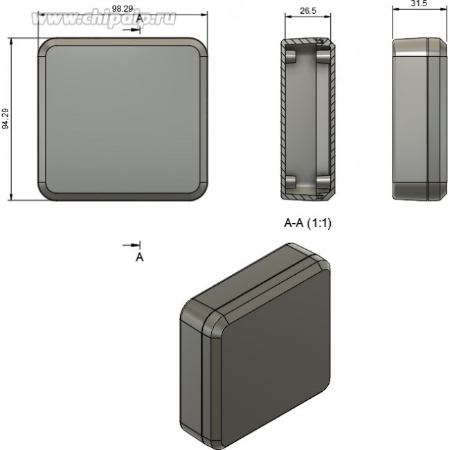 Корпус для РЭА 98x94x31 белый