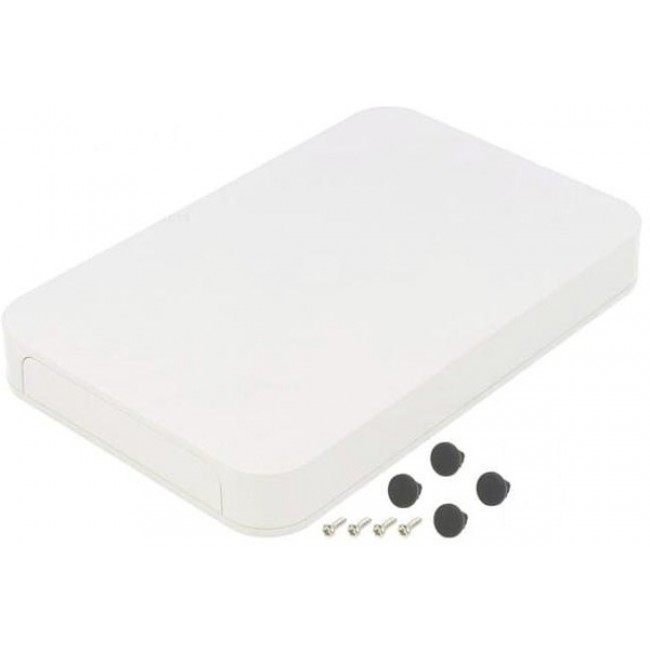 PF13-3-19W, PF Series White ABS Enclosure, IP40, White Lid, 190 x 125 x 25mm