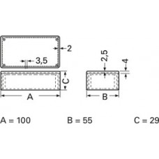 ABS enclosure, (L x W x H) 100 x 55 x 29 mm, black (RAL 9004), COFFER 1.9 SCHWARZ