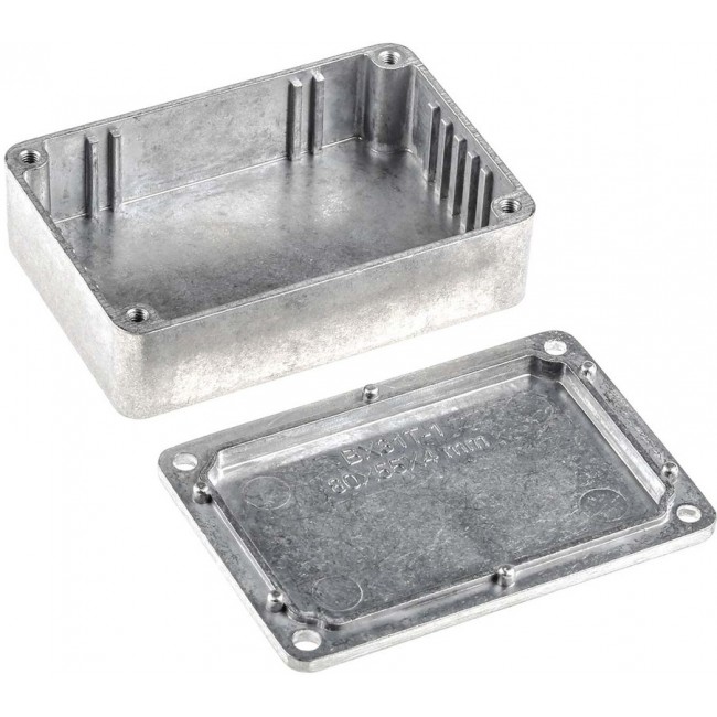 Silver Die Cast Aluminium Enclosure, Silver Lid, 79.9 x 54.9 x 25.5mm