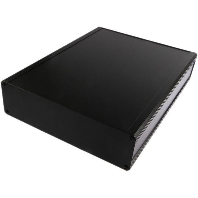 Black Extruded Aluminium Heat Sink Case, IP40, Black Lid, 400 x 300 x 86mm