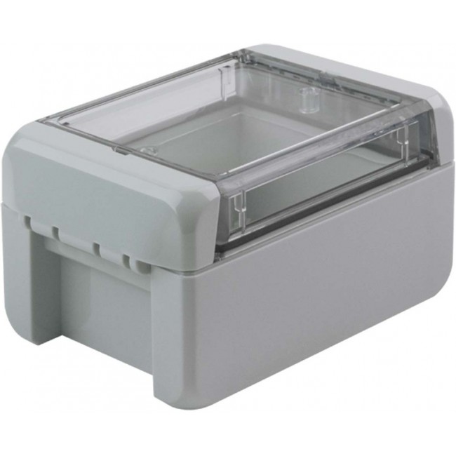 96022125 B 100806 PC-V0-G-7035, Bocube Series Light Grey Polycarbonate V0 Enclosure, IP66, IP68, IK07, Transparent Lid, 113 x 80 x 60mm