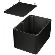 1550FBK, Box Aluminum Black Cover Included 6.732" L x 4.764" W (170.99mm x 121.01mm) X 4.138" (105.11mm)