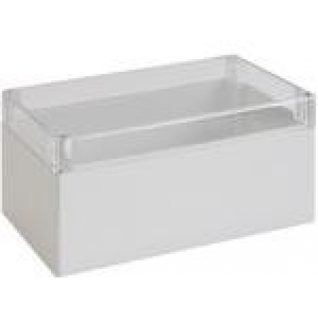 02231100, Euromas Series Grey Polycarbonate Enclosure, IP66, Flanged, Transparent Lid, 160 x 80 x 85mm