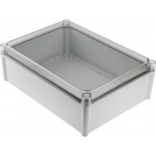 PC 3828 13 T ENCLOSURE, SOLID PC Series Grey Polycarbonate Enclosure, IP67, Transparent Lid, 378 x 278 x 130mm