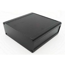 Black Extruded Aluminium Heat Sink Case, IP40, Black Lid, 300 x 100 x 175mm