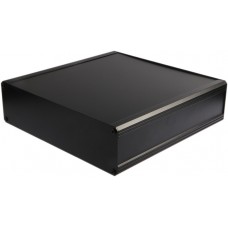 Black Extruded Aluminium Heat Sink Case, IP40, Black Lid, 300 x 300 x 86mm