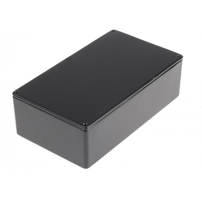 Black Die Cast Aluminium Enclosure, IP54, Black Lid, 120 x 65.5 x 39.75mm