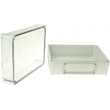 EKPE 180 T + EKPVT, EK Series Grey Polycarbonate Enclosure, IP66, IP67, Flanged, Transparent Lid, 380 x 280 x 180mm