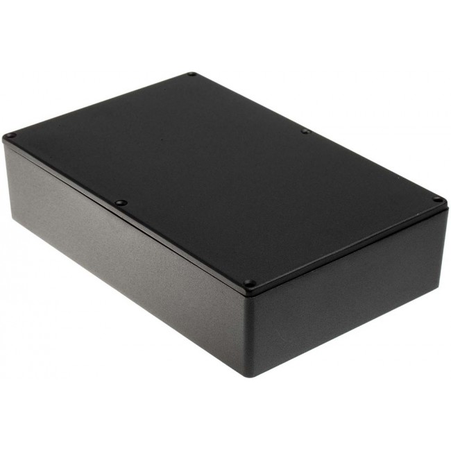 Black Die Cast Aluminium Enclosure, Black Lid, 222.1 x 145.9 x 55.9mm