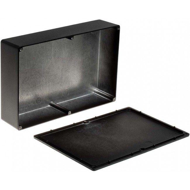 Black Die Cast Aluminium Enclosure, Black Lid, 222.1 x 145.9 x 55.9mm