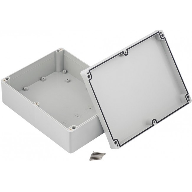 Grey ABS Enclosure, IP67, IK09, Grey Lid, 225 x 174.8 x 81.25mm