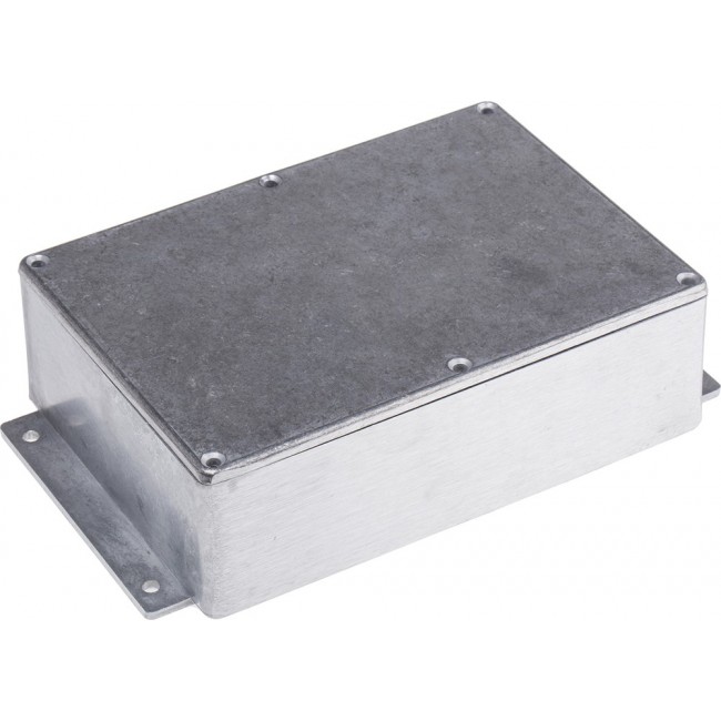 Silver Die Cast Aluminium Enclosure, IP65, Flanged, Silver Lid, 201.7 x 121.2 x 55.3mm