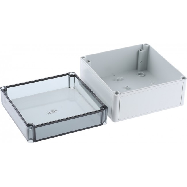 11150701, TK PS Series Grey Polystyrene Enclosure, IP66, Transparent Lid, 182 x 180 x 111mm