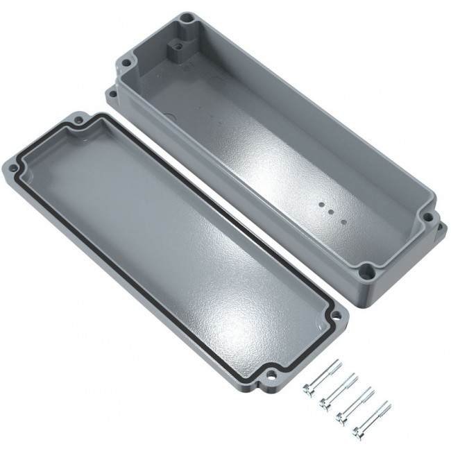 01061900, Aluminium Standard Series Grey Die Cast Aluminium Enclosure, IP66, IK09, Grey Lid, 185 x 64 x 34mm