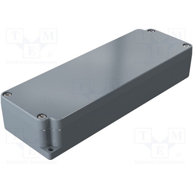 01061900, Aluminium Standard Series Grey Die Cast Aluminium Enclosure, IP66, IK09, Grey Lid, 185 x 64 x 34mm