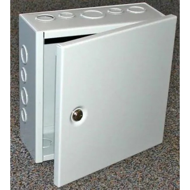 JBH-4961-KO, Smooth Gary Steel Wall Mount Junction Box - External 10 x 10 x 6 Inches - Internal 9.88 x 9.88 x 5.88 Inches