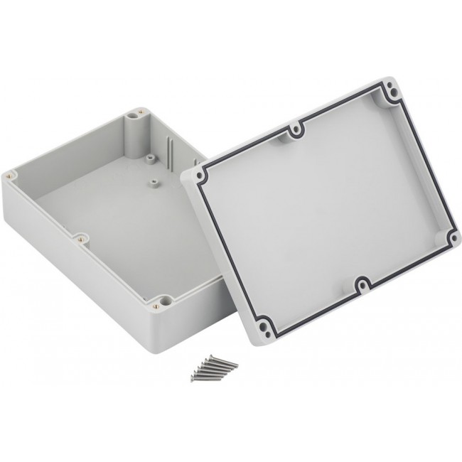 Grey ABS Enclosure, IP67, IK09, Grey Lid, 176.8 x 125.95 x 56.65mm