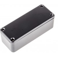 Black Die Cast Aluminium Enclosure, IP66, Black Lid, 89.1 x 35 x 30.3mm