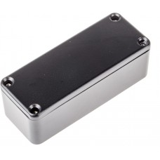 Black Die Cast Aluminium Enclosure, IP66, Black Lid, 89.1 x 35 x 30.3mm