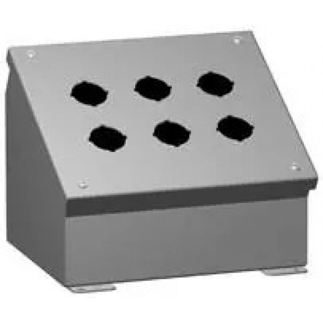 1490MD4, Electrical Enclosures N12 PB Consolet - 4 PB x 22.5mm - 3.50 x 10.00 x 4.88" - Steel/Gray