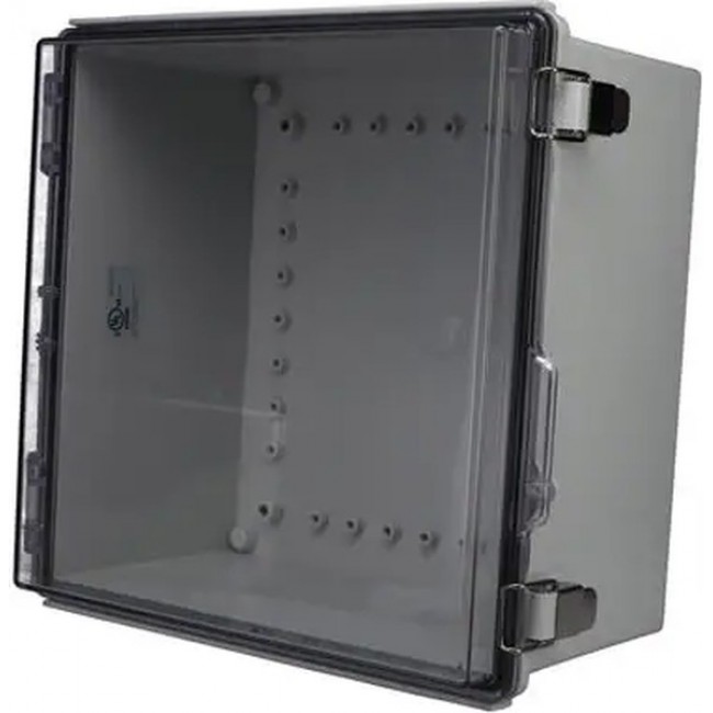 PTQ-11066-C, Enclosures, Boxes, & Cases PC+10% Fiberglass Box with Stainless Steel Latch (11.8 X 11.8 X 7.1 In)