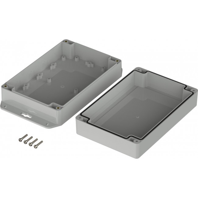 07618126 XM 181206 WL 7035, Euromas X Series Light Grey Polycarbonate Enclosure, IP66, IP68, IK07, Flanged, Light Grey Lid, 179.9 x 119.9 x