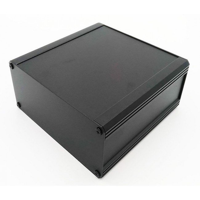 Black Extruded Aluminium Heat Sink Case, IP40, Black Lid, 200 x 200 x 130mm