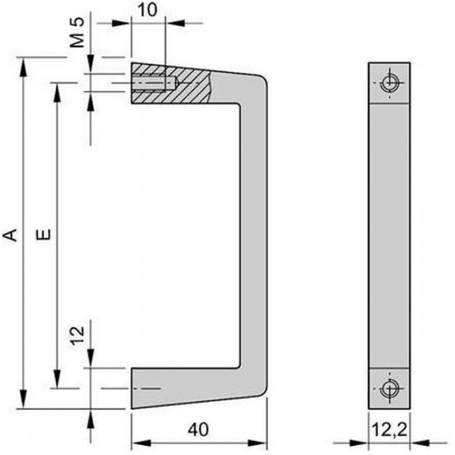 10501-006, 10501 Series Front Handle for Use with Desktop, 132 x 12.2mm