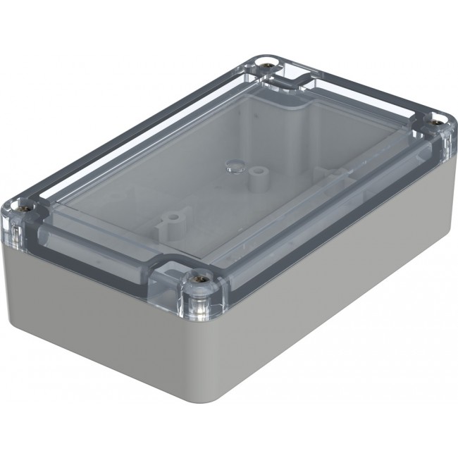 07413084 XM 130804 G 7035, Euromas X Series Light Grey Polycarbonate Enclosure, IP66, IP68, IK07, Clear Lid, 125 x 75 x 37.2mm