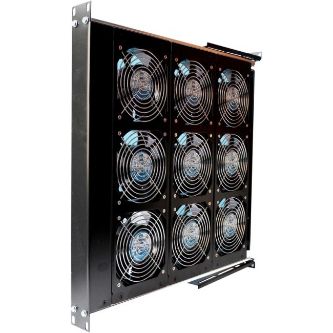 OET905, Rack Fan Tray, AC, 9 Fans, 1204 CFM 19.00" L x 19.00" W x 1.75" H (482.6mm x 482.6mm x 44.4mm)