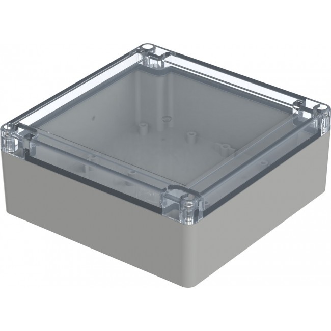 07415156 XM 151506 G 7035, Euromas X Series Light Grey Polycarbonate Enclosure, IP66, IP68, IK07, Clear Lid, 149.9 x 149.9 x 60mm