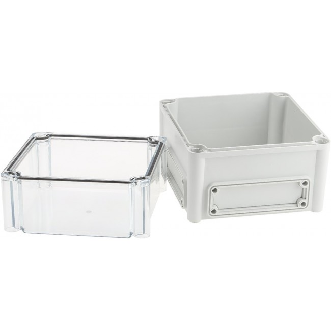 EKHA 180 T ENCLOSURE, EK Series Grey Polycarbonate Enclosure, IP66, IP67, Flanged, Transparent Lid, 190 x 190 x 180mm