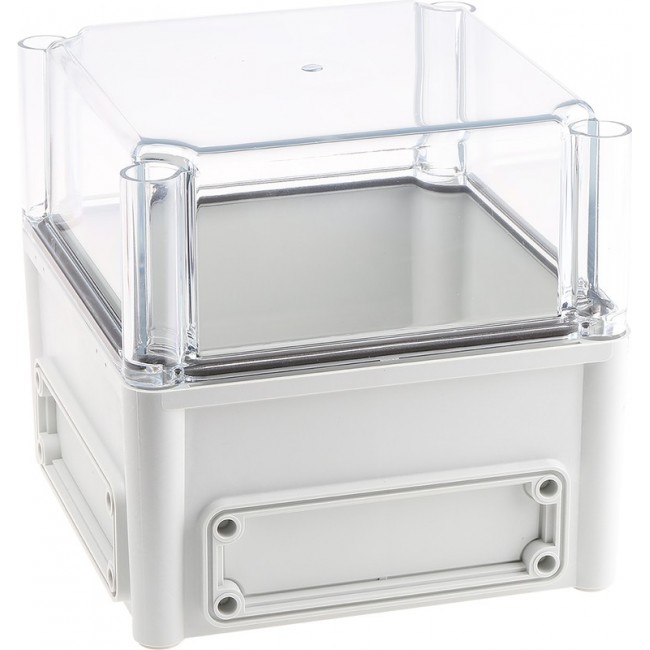 EKHA 180 T ENCLOSURE, EK Series Grey Polycarbonate Enclosure, IP66, IP67, Flanged, Transparent Lid, 190 x 190 x 180mm