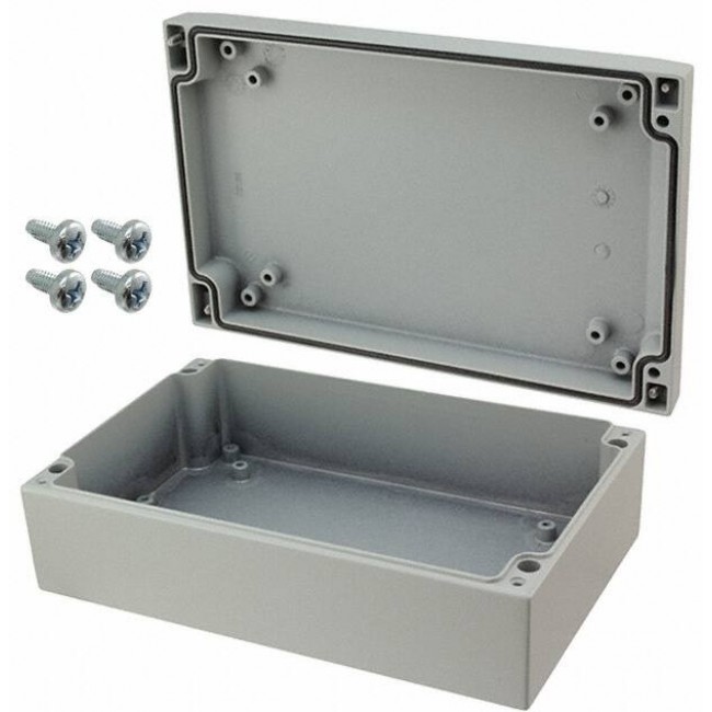 041422070, Box Metal, Aluminum Gray Cover Included 8.661" L x 5.512" W (220.00mm x 140.00mm) X 2.854" (72.50mm)