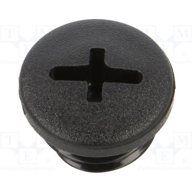 HPM12 BK080, Blanking Plug, M12, Plastic, 15mm Diameter, Threaded