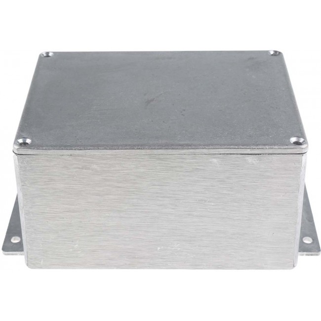 Silver Die Cast Aluminium Enclosure, IP65, Flanged, Silver Lid, 140 x 102 x 77mm