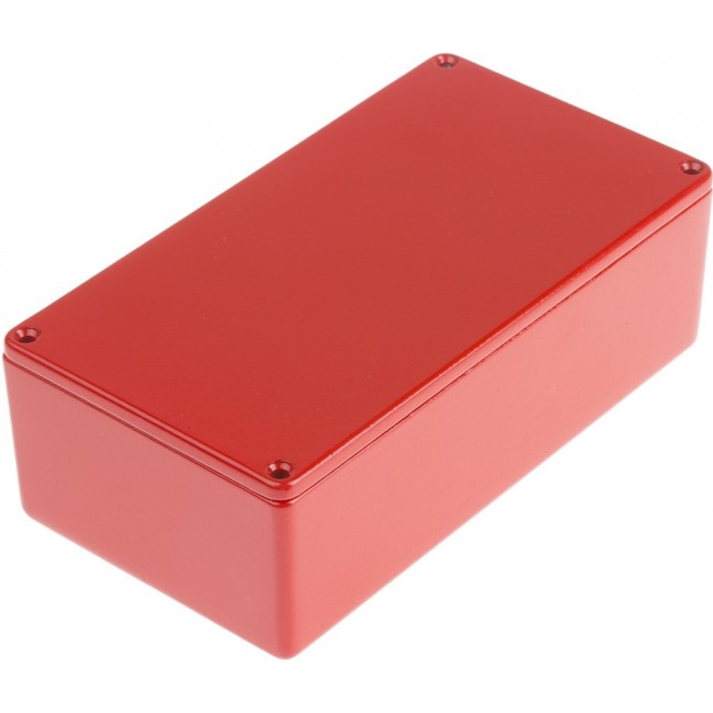 Red Die Cast Aluminium Enclosure, IP54, Red Lid, 152 x 82 x 49.75mm