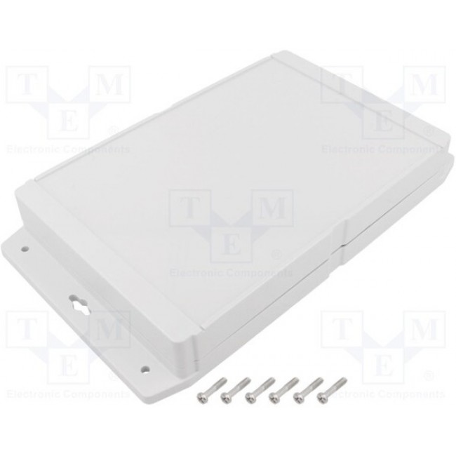 1555VAF17GY, 1555F Series Grey ABS Enclosure, IP66, IP68, Flanged, Grey Lid, 240 x 160 x 37mm