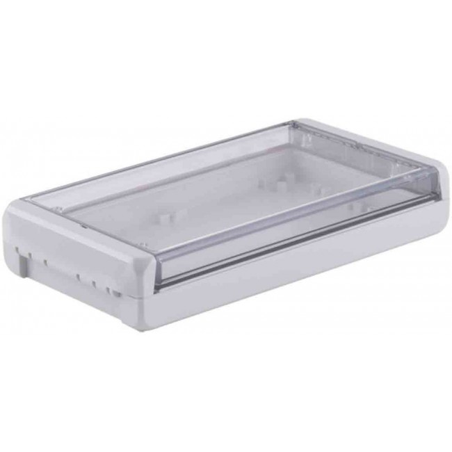 96025245 B 221304 PC-V0-G-7035, Bocube Series Light Grey Polycarbonate V0 Enclosure, IP66, IP68, IK07, Transparent Lid, 231 x 125 x 40mm