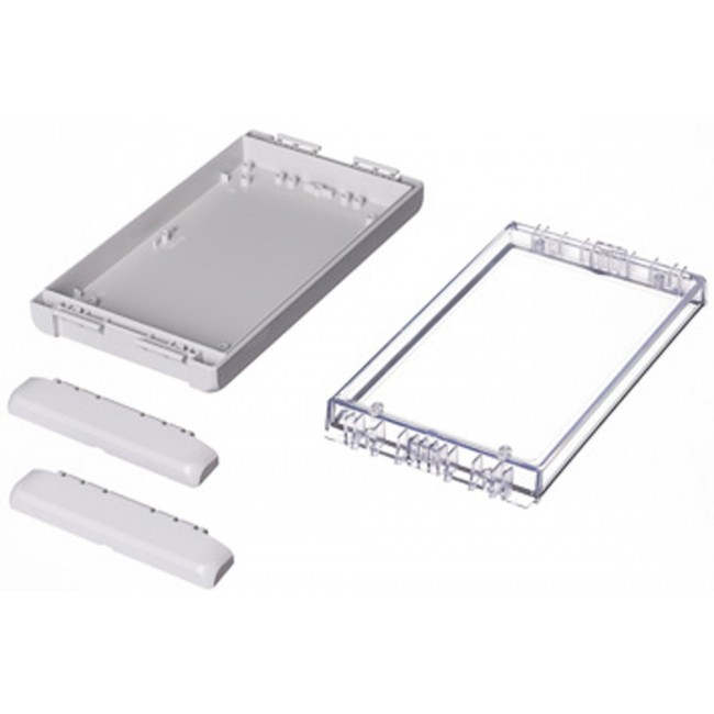 96025245 B 221304 PC-V0-G-7035, Bocube Series Light Grey Polycarbonate V0 Enclosure, IP66, IP68, IK07, Transparent Lid, 231 x 125 x 40mm